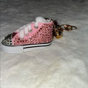 Sparkling Pink and Silver Kids Shoe Keychain